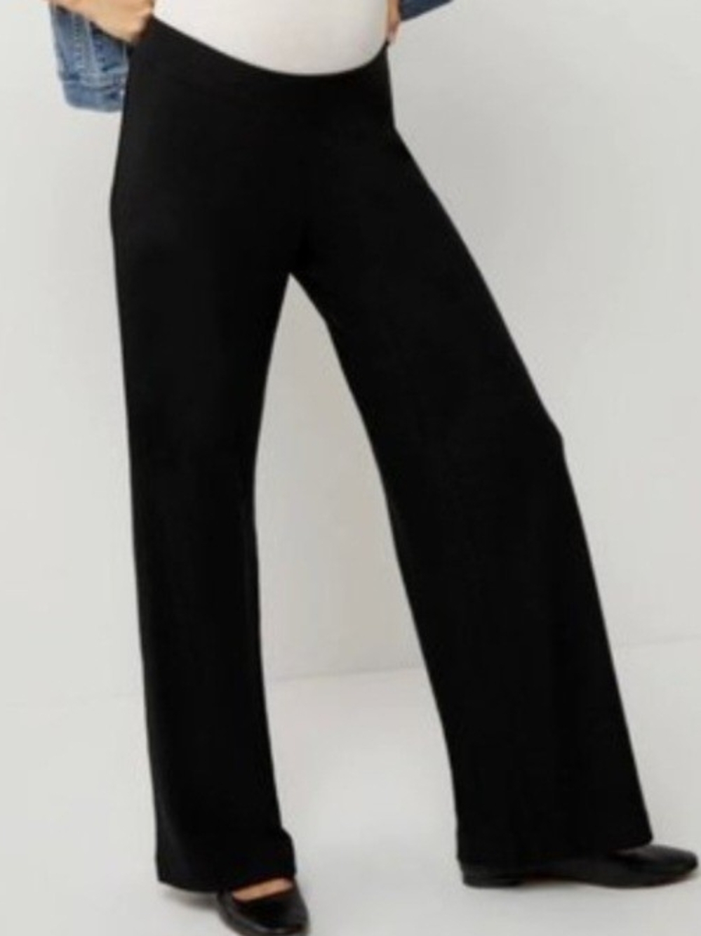 Motherhood Maternity Womens Size 2X Pull-on Black Wide-Leg Maternity Pants